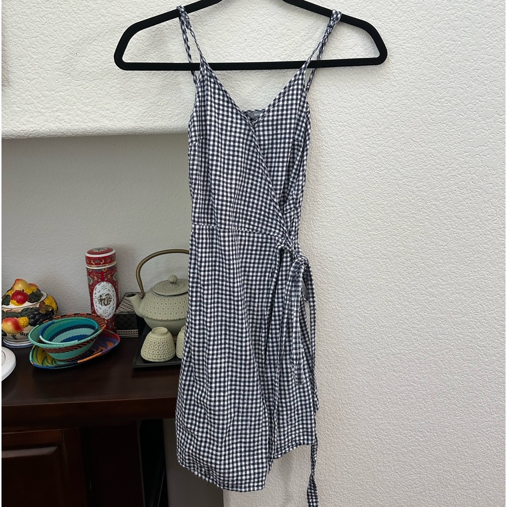 aerie blue plaid wrap dress